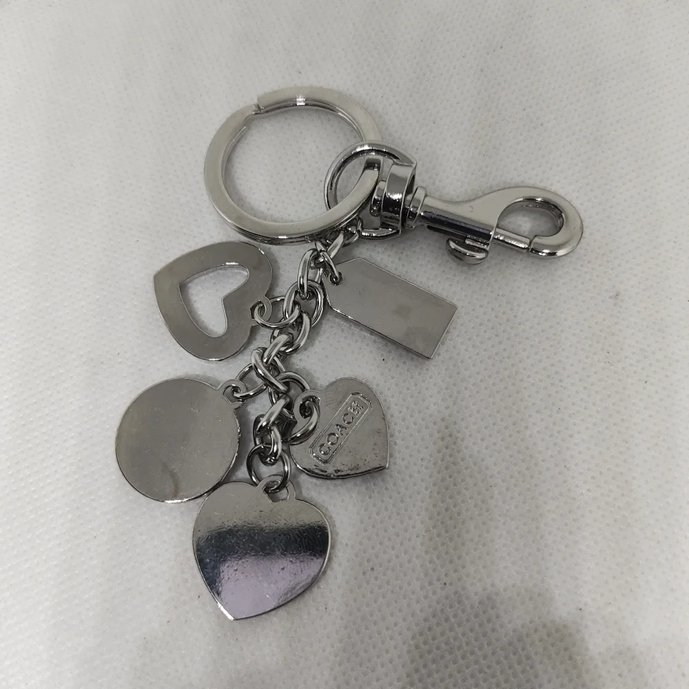 Coral and Silver Heart Keychain/Bag Charm